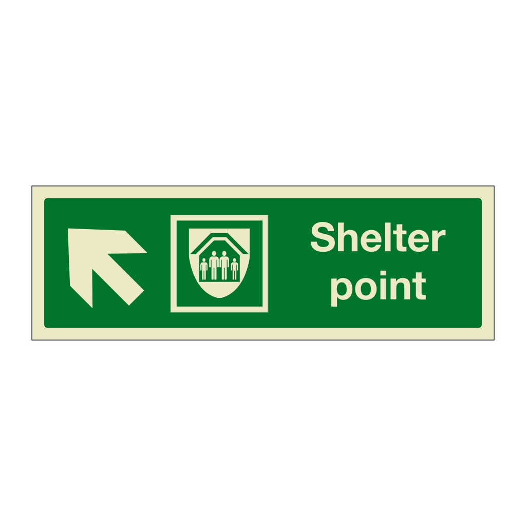 Shelter point with up left directional arrow (Marine Sign) BSS