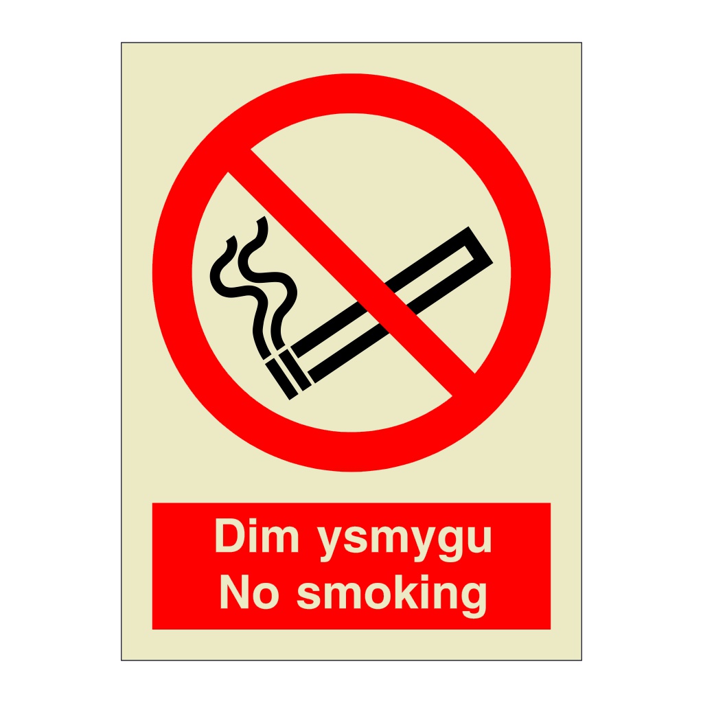 No smoking English/Welsh sign