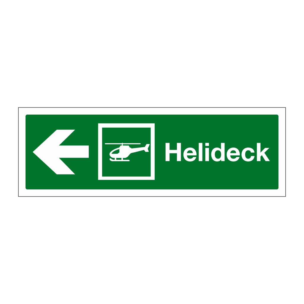 Helideck with left directional arrow (Marine Sign)