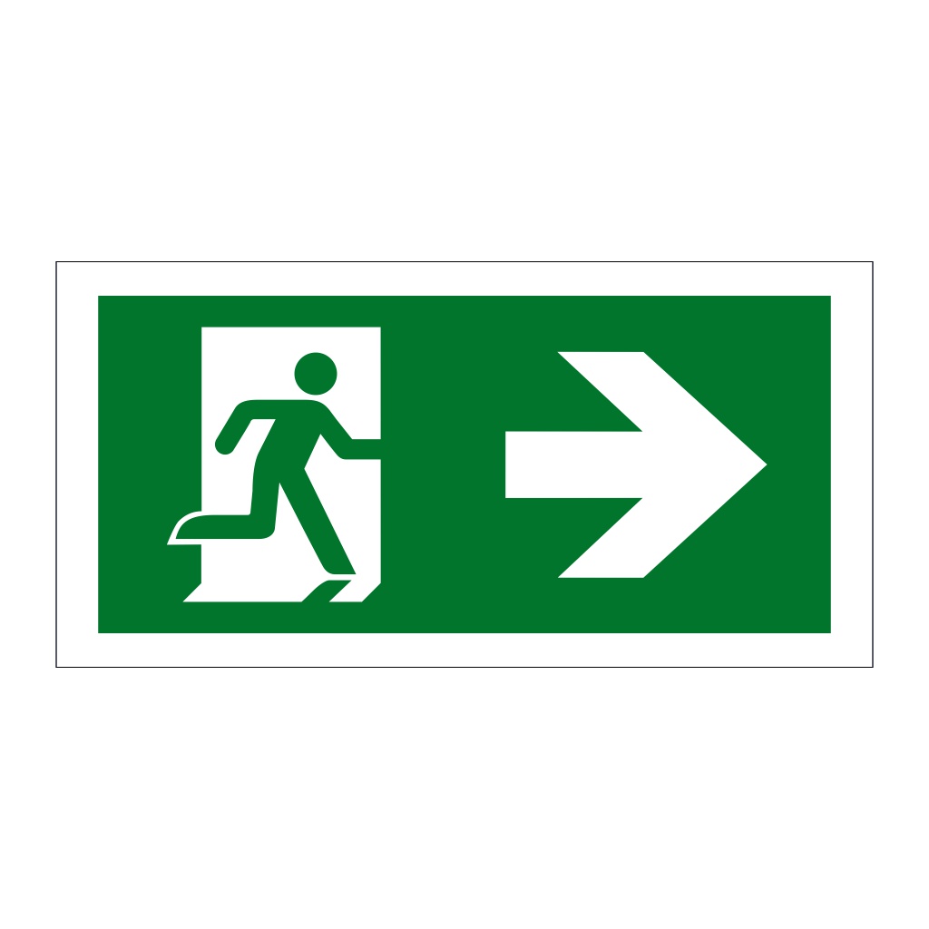Evacuation route Running man with arrow right (Marine Sign)