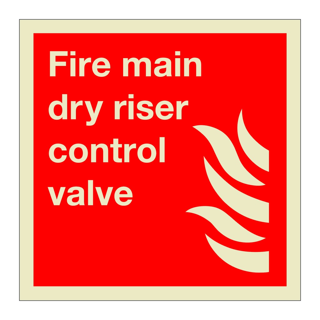 Fire main dry riser control valve sign
