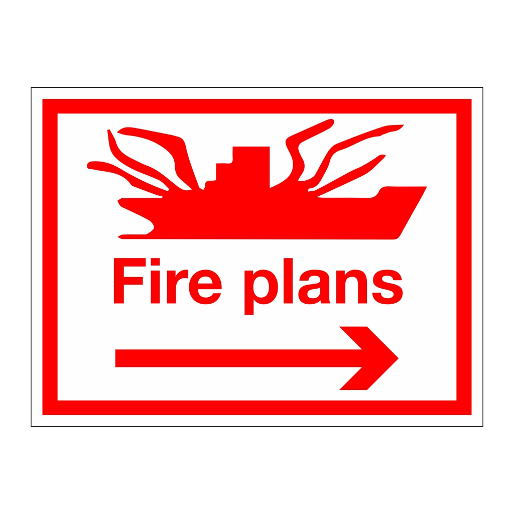 Fire plans with right arrow (Marine sign)