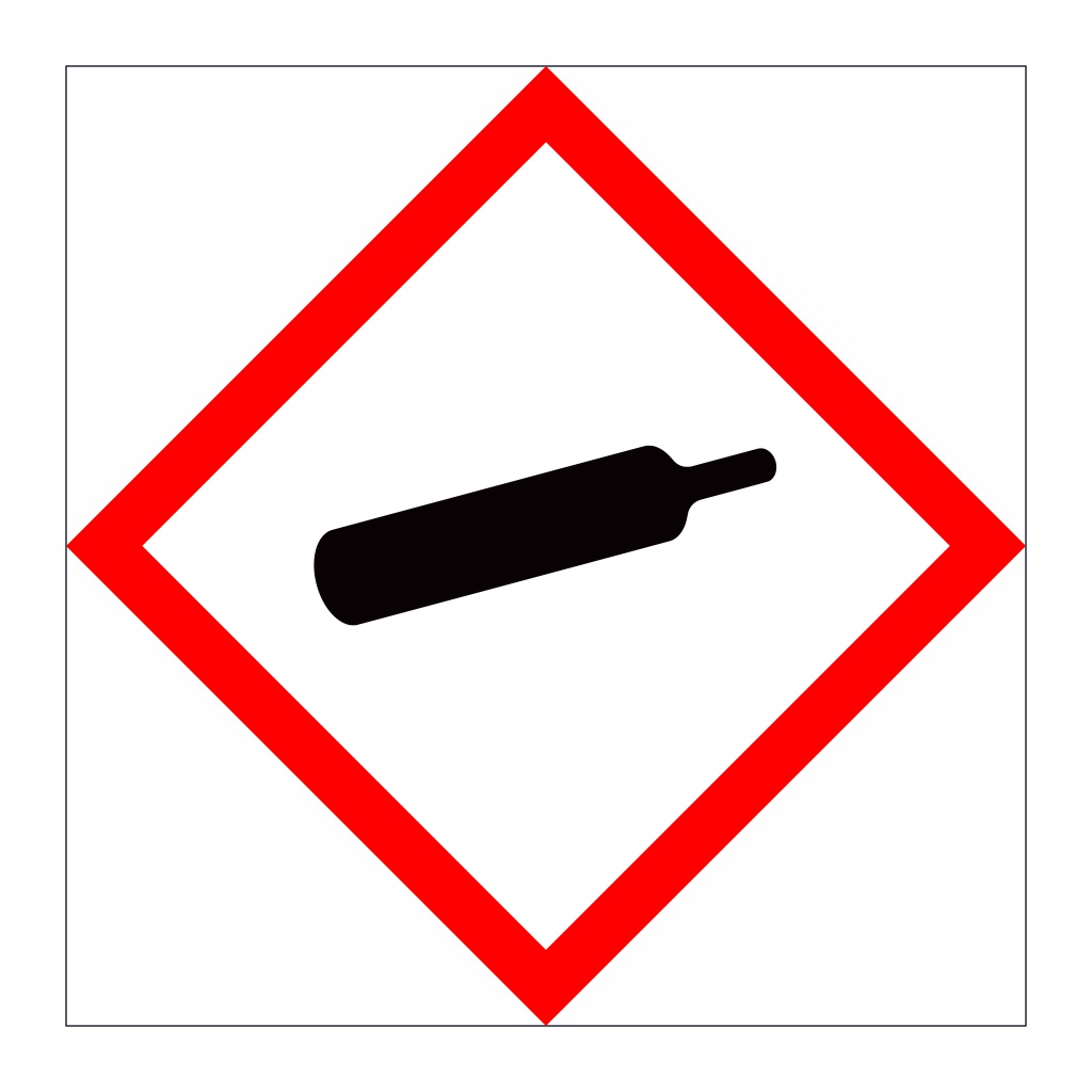 Compressed gas hazard warning diamond GHS label