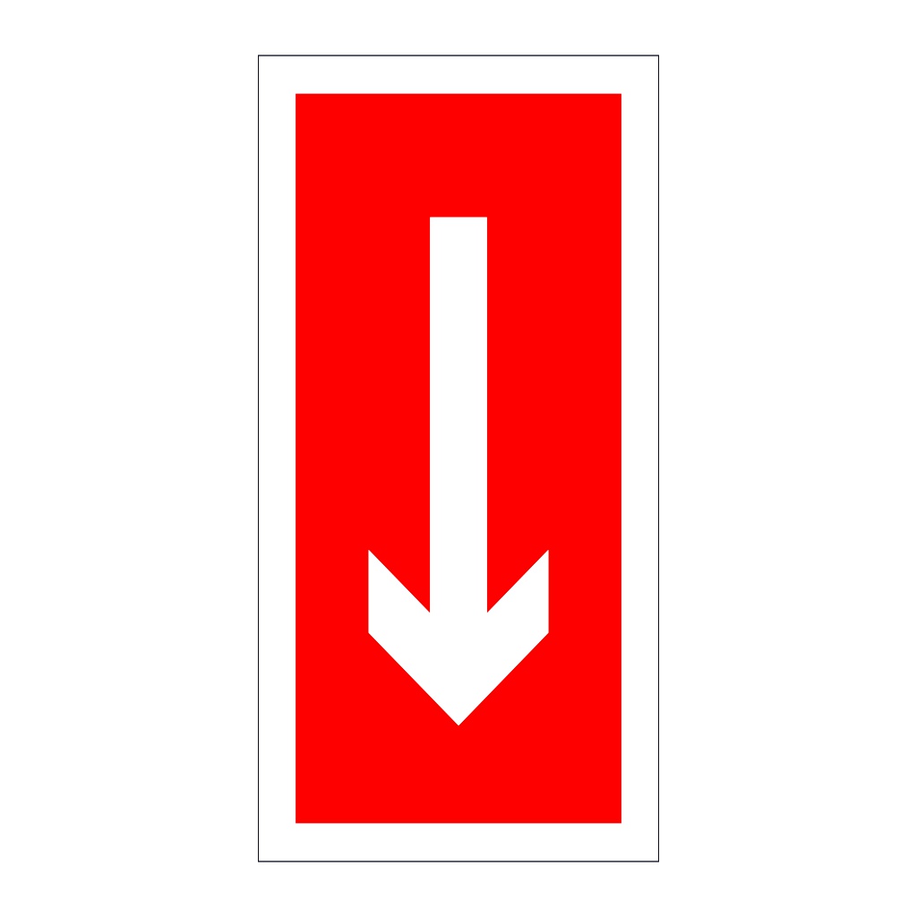 Location of fire equipment down directional arrow (Marine Sign)