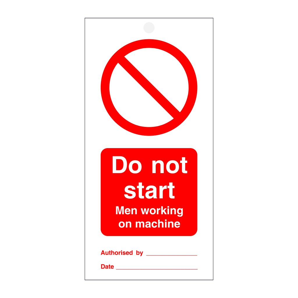 Do not start men working on machine tie tag Pack of 10 (Marine Sign)