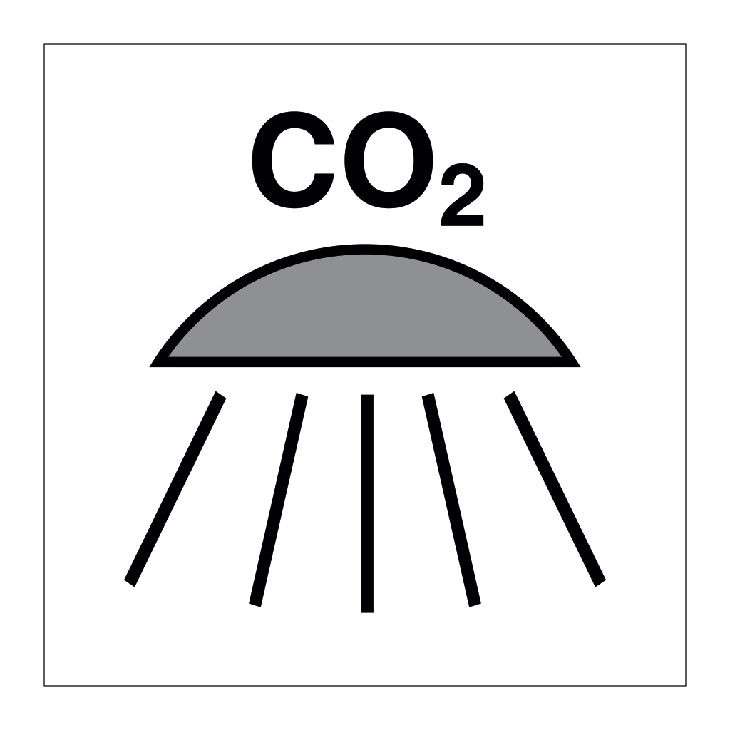 Spaces or group of spaces protected by CO2 fire extinguishing system (Marine Sign)