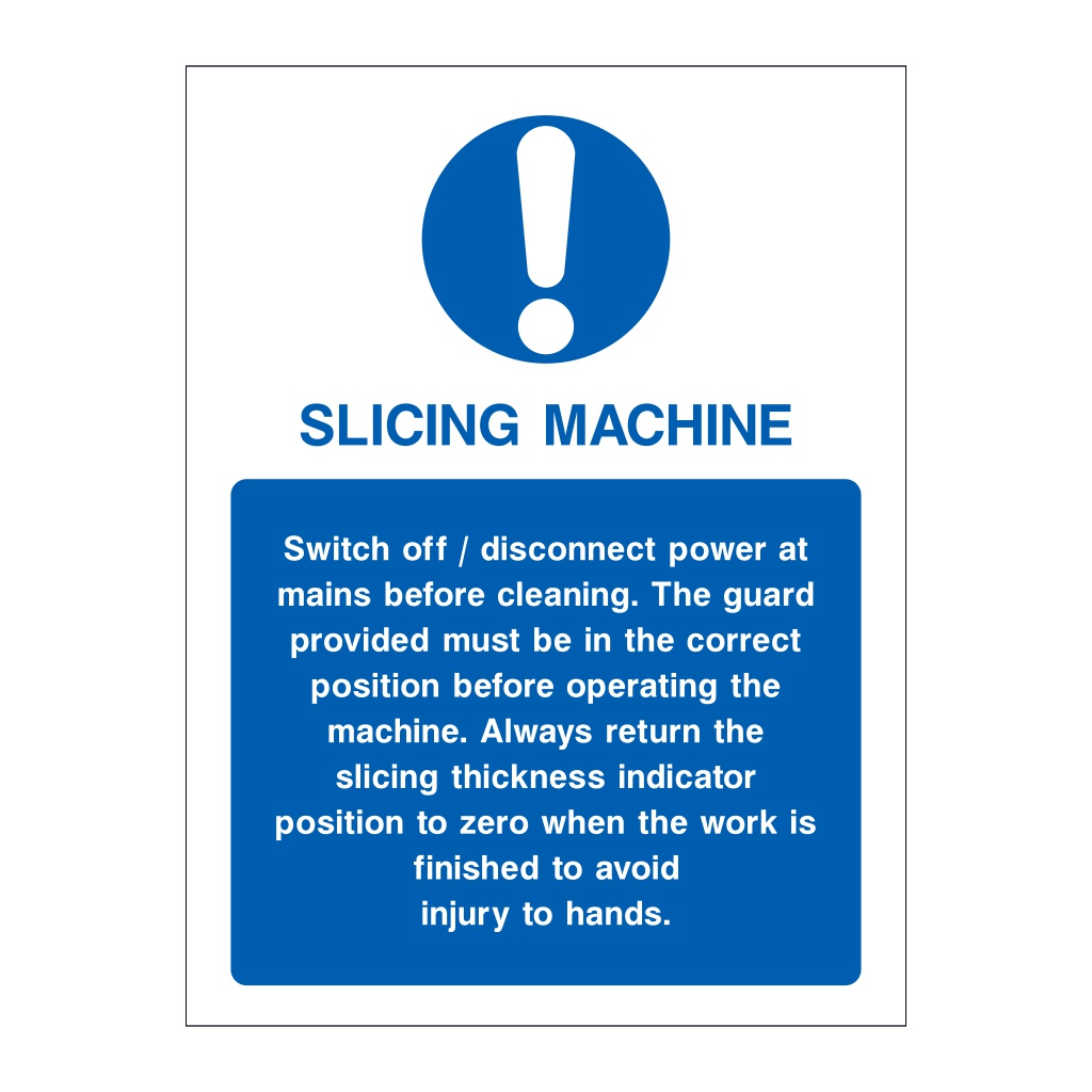 Slicing machine sign