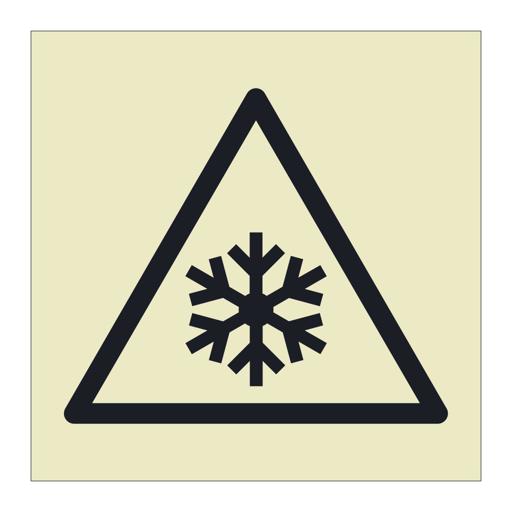 Low temperature freezing conditions hazard warning symbol sign