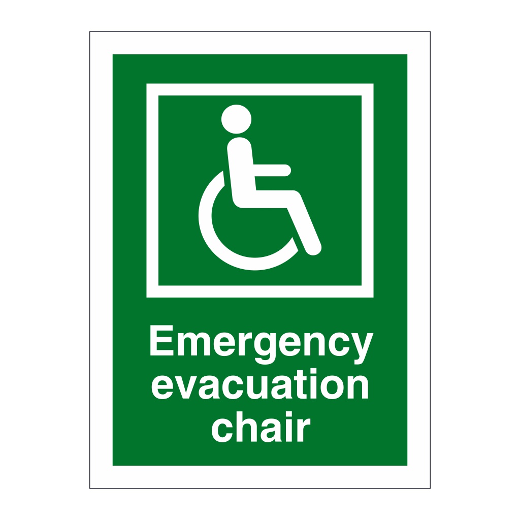 Emergency evacuation chair sign