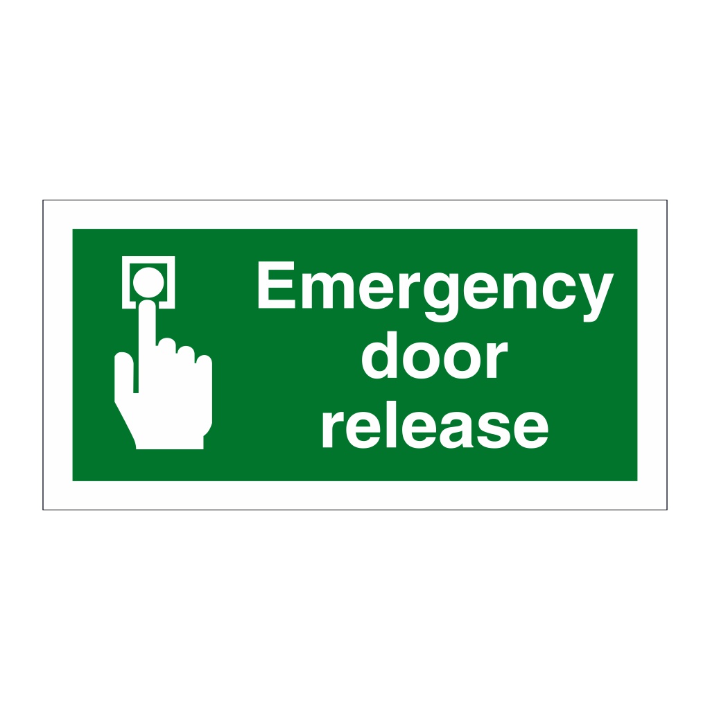 Emergency door release sign