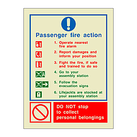 Passenger fire action (Marine Sign)