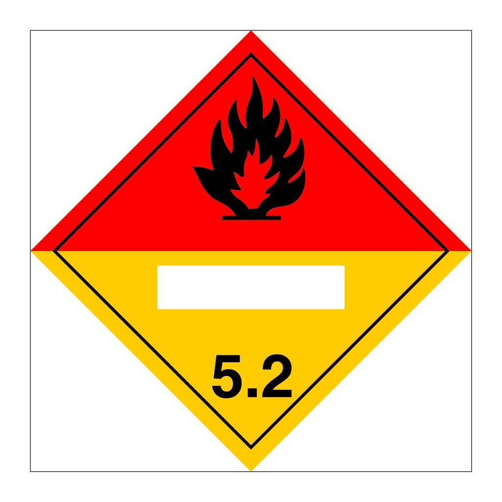 Hazard diamond Class 5.2 Organic oxides UN numbers display (Marine Sign)