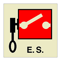 E.S. Remote controlled pumps or emergency switches (Marine Sign)