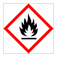 Flammable hazard warning diamond GHS label