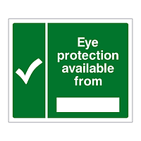 Eye protection available from sign