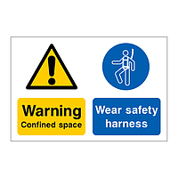 Warning confined space Wear safety harness sign