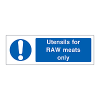 Utensils for raw meats only sign