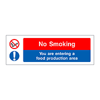 No Smoking you are entering a food production area sign