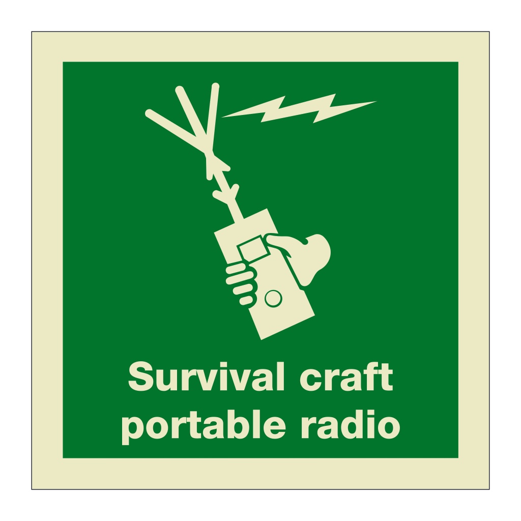 Survival craft portable radio with text (Marine Sign)