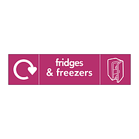 Fridge & freezers with WRAP recycling logo & icon sign