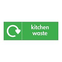 Kitchen waste with WRAP recycling logo sign