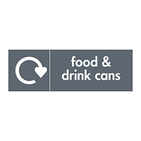 Food & drink cans with WRAP recycling logo sign