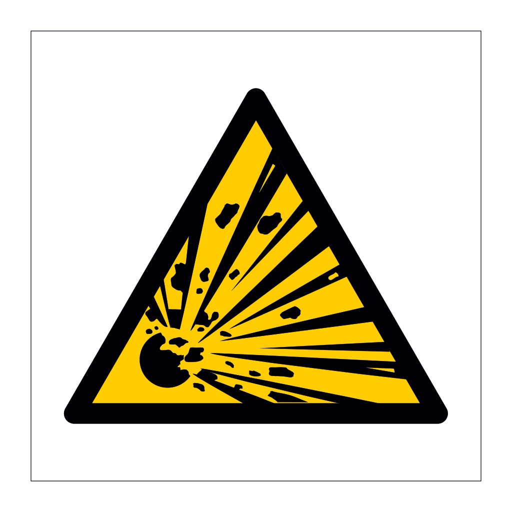 Explosive hazard warning symbol sign