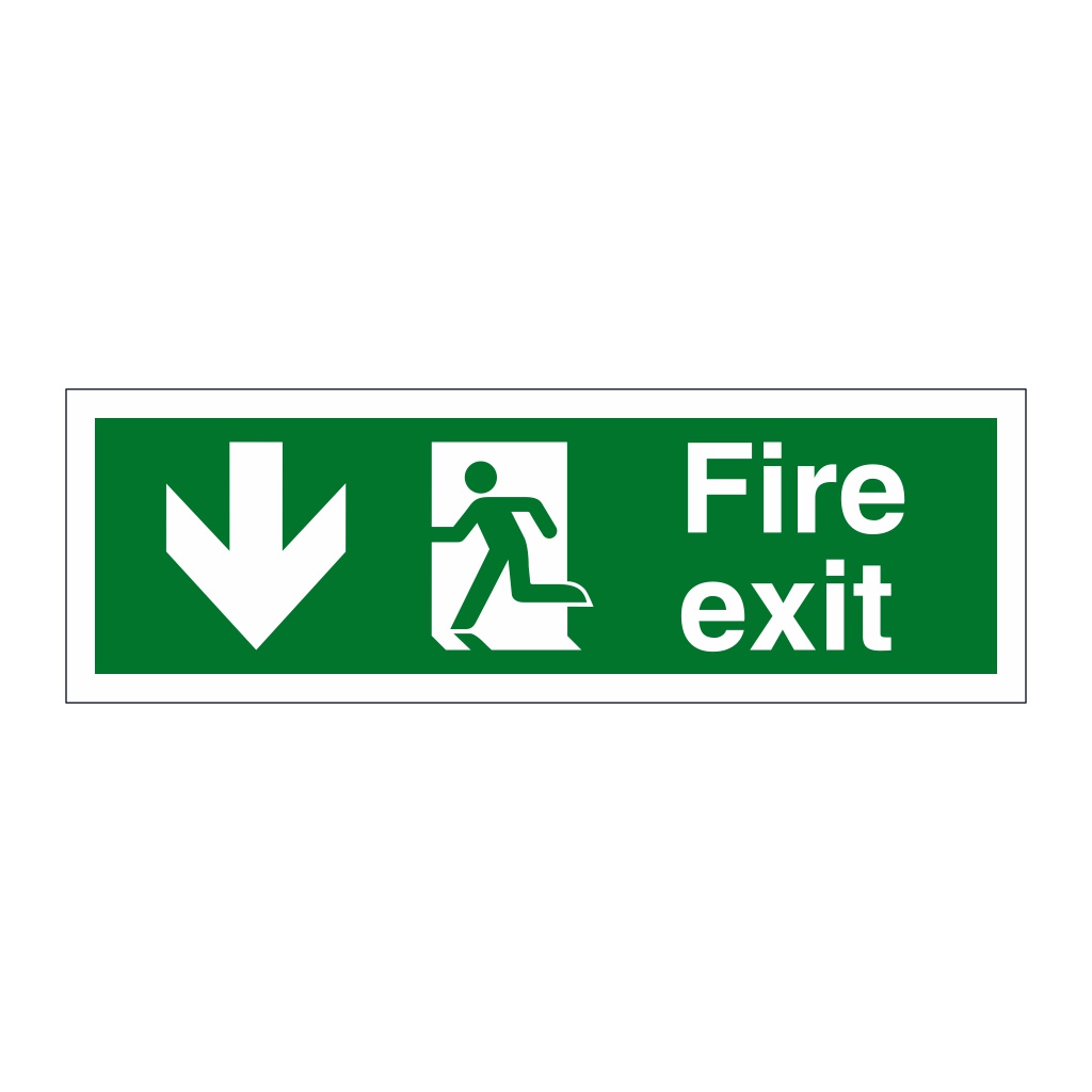 Fire exit arrow down sign