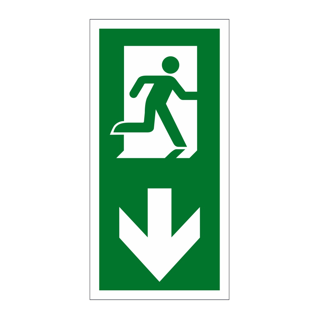 Running man arrow down sign