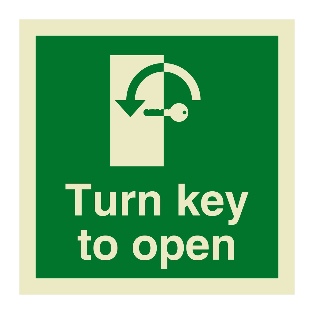 Turn key to open anti-clockwise sign