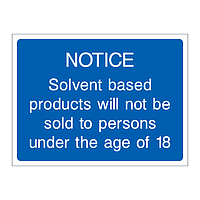 Notice It is illegal to sell alcohol to persons under the age of 18 sign