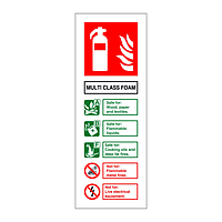 Multi class foam fire extinguisher Identification Sign