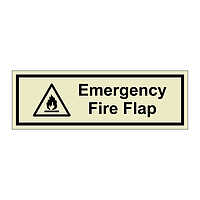 Emergency fire flap sign