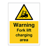 Warning Fork Lift truck charging area sign