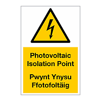 Photovoltaic isolation point English/Welsh sign