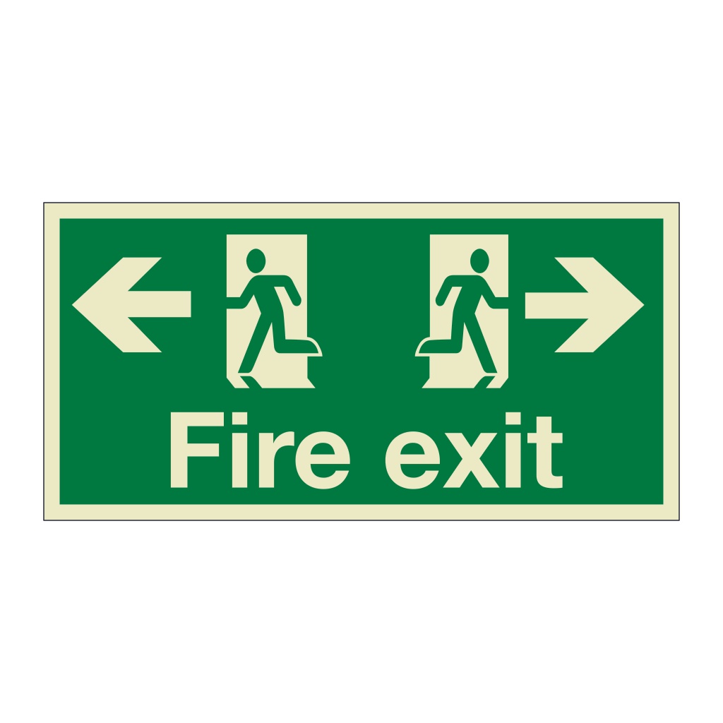 Fire exit running man left and right sign