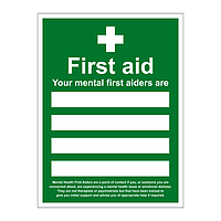 First aid Your mental first aiders are sign