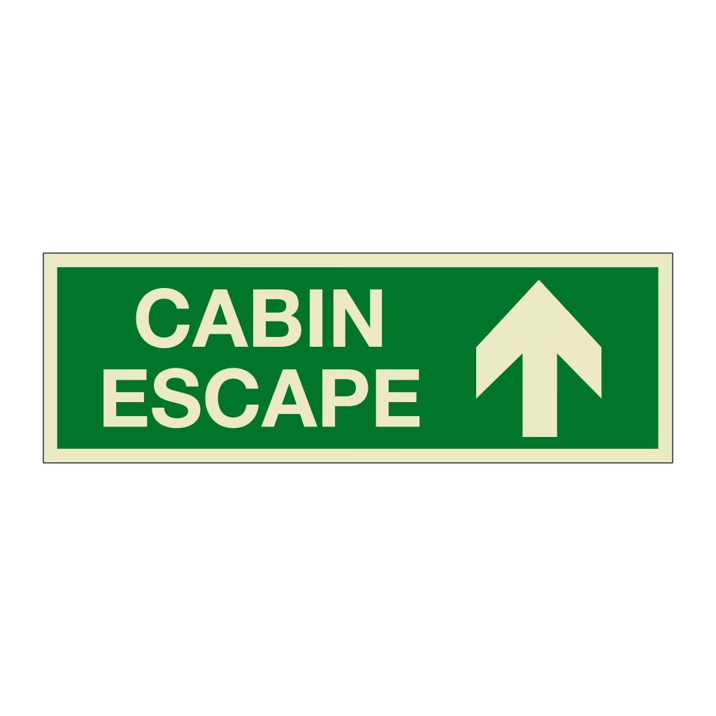 Cabin escape with up directional arrow (Marine Sign)
