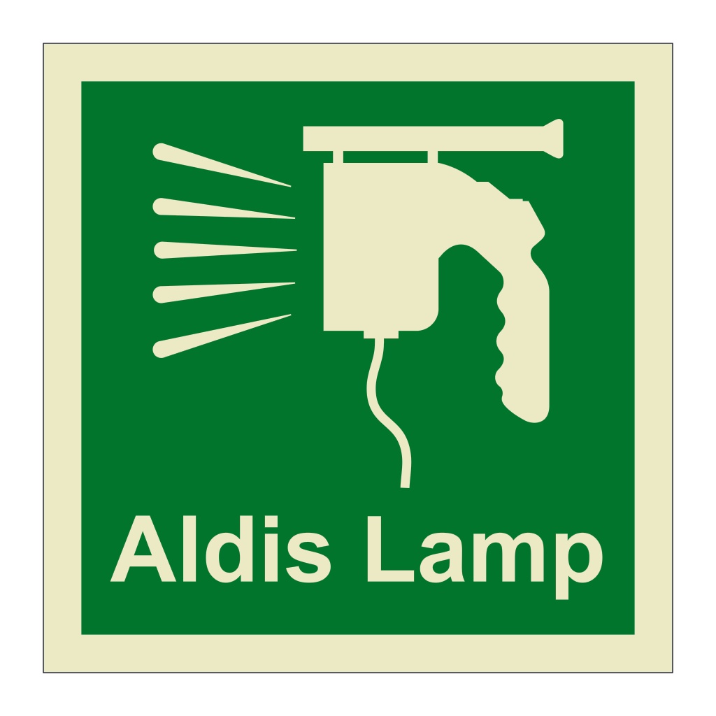 Aldis lamp with text sign (Marine Sign)