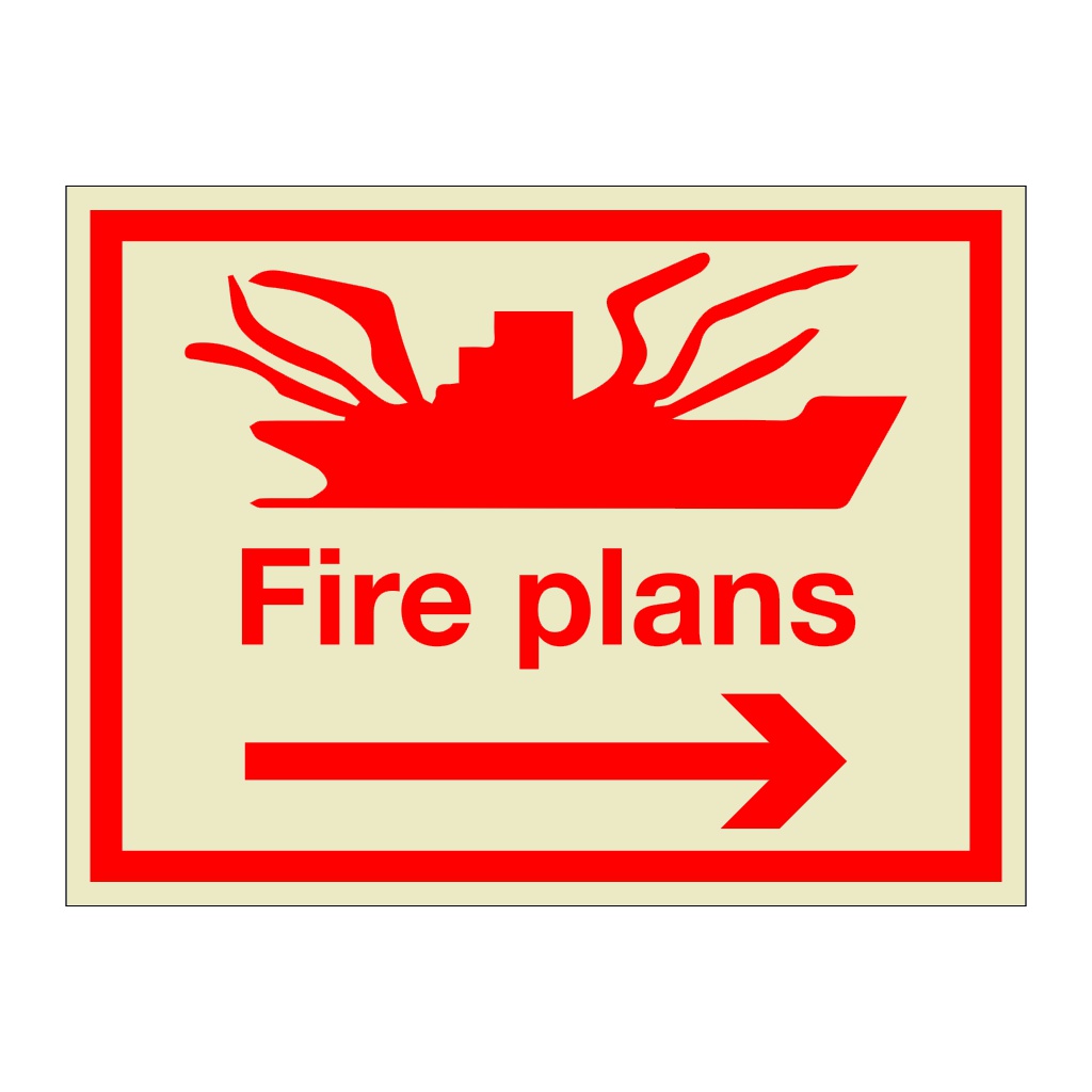 Fire plans with right arrow (Marine sign)
