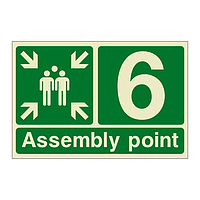 Assembly Point 6 with arrows sign