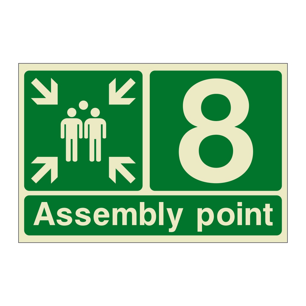 Assembly Point 8 with arrows sign