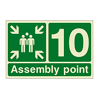 Assembly Point 10 with arrows sign