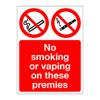 No smoking or vaping on these premises sign