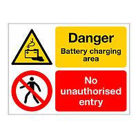 Danger Battery charging area multi-message sign