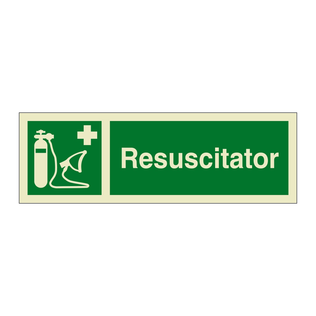 Oxygen Resuscitator with text (Marine Sign) | British Safety Signs
