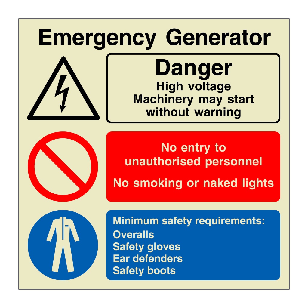 Emergency generator (Marine Sign)