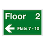 Floor 2  Flats 7 - 10 with arrow left sign