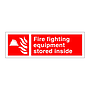 Fire equipment stored inside with text (Marine Sign)
