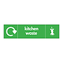 Kitchen waste with WRAP recycling logo & icon sign